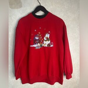 Brooks Red Crewneck Sweater with Holiday Design